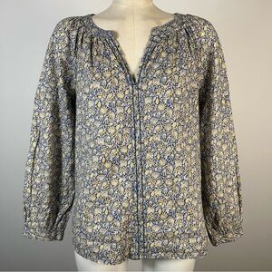 ❤️ GAP Floral Print Blouse - Blue and Yellow XS
